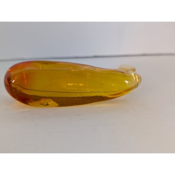 Handcrafted Amber-Colored Glass Whale Figurine 5 Inches Long Unique - Picture 3 of 5